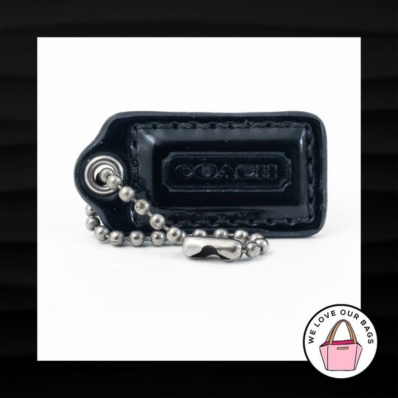 1.5" Small COACH BLACK PATENT LEATHER KEY FOB CHARM KEYCHAIN HANG TAG WRISTLET - Picture 1 of 1
